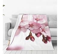 Cherry Blossom Throw Blanket 60"x50" Flannel Fluffy Warm Blanket for Couch, Reversible Plush Blankets for Bed, Comfy Fuzzy Blanket for Sofa, Plush Lightweight-Blankets for All Season