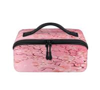 Cherry Blossom Travel Makeup Bag Portable Cherry Flower Waterproof Pouch Open Flat Toiletry Bags Toiletries Cosmetics Traveling Organizer for Women Men