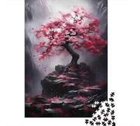 Cherry Blossom Tree 1000 Piece Cardboard Cherry Blossom Tree on Rock Jigsaw Puzzle for Teens Precise Cutting Minimal Dust Screen-free Activity 70x50cm/1000pcs