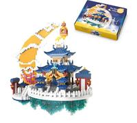 Cherry Blossom Tree Building Set, 2688 PCS Chinese Moon Palace Architecture Building Model, Mini Micro Japanese Sakura Tree House Architecture Bricks Toys, Gift for Adults and Teens