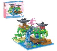 Cherry Blossom Tree Building Set, Peach Blossom Building Blocks Set, Peach Micro Mini Treehouse Buildings Model Toy with Light-Up Kit, Micro Bonsai Blocks Gift for Adults Kids