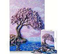 Cherry Blossom Tree by The Water 1000 Piece Jigsaw Puzzles for Teenagers Critical Think Time Well Spent Firm Fit Unique Xmas Gift (38x26cm)