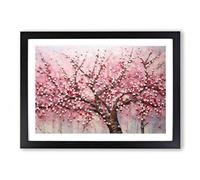 Cherry Blossom Tree Contemporary Framed Print | A2 Black Framed Wall Art | Ready to Hang | Contemporary Floral Picture | Living Room Bedroom Lounge Office