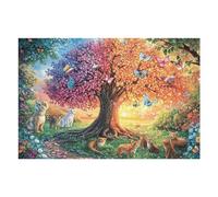 Cherry Blossom Tree Deer Forest Wildlife Wild 1000 Piece Jigsaw Puzzle for Adults Long Weekend Project Satisfying Challenge No Duplicate Pieces for Hobbyists 1000 PCS