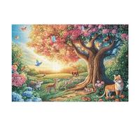 Cherry Blossom Tree Fox Forest Wildlife Wild 1000 Piece Jigsaw Puzzle for Adults Meditation Aid Mindful Practice Detailed Design for Yoga Enthusiasts 1000 PCS