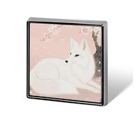Cherry Blossom Tree Fox Square Lapel Pins Backpack Pin Cute Brooch Decoration Brooches for Women Men Fashion Button Badges for Hat Backpacks Purses Jackets Shirt Suit