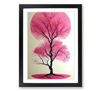 Cherry Blossom Tree Geo Framed Print | A2 Black Framed Wall Art | Ready to Hang | Modern Floral Picture | Living Room Bedroom Lounge Office