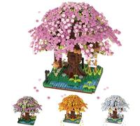 Cherry Blossom Tree House Adult Artificial Flower Mini Block Set, Spring/Summer/Fall/Winter Seasons Beauty Plant Series, Bouquet Tree House Block Set, Suitable for Gift/Home Decoration (Spring)