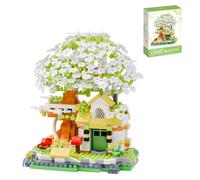 Cherry Blossom Tree House Micro Building Blocks Set, 690PCS Cherry Blossom Tree House Building Blocks Set, Plants Flowers Treehouse Architecture Micro Mini block Gift (Green)