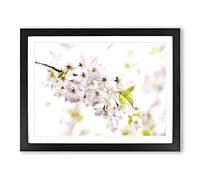 Cherry Blossom Tree In Pink Painting Modern Art Framed Print | A2 Black Framed Wall Art | Ready to Hang | Modern Floral Picture | Living Room Bedroom Lounge Office