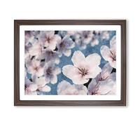 Cherry Blossom Tree In Spring Painting Modern Art Framed Print | A4 Walnut Framed Wall Art | Ready to Hang | Modern Floral Picture | Living Room Bedroom Lounge Office