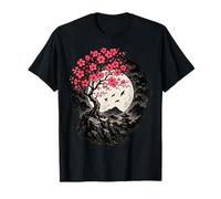 Cherry Blossom Tree Japanese Art Sakura Moon Bonsai Mountain T-Shirt