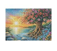 Cherry Blossom Tree Lake Sunrise Forest Wild 300 Piece Jigsaw Puzzle for Adults Teens Jigsaw Post Exam Relaxation Challenging Design Great Gift for Students Stress Reliever 300 PCS