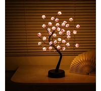 Cherry Blossom Tree Lamp 18" Bonsai Tree Lights with 36 LED Adjustable Branches, Cute Decorations for Bedroom Home Christmas Party, Battery/USB Plug Operated, Room Decor Table Lamp
