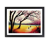 Cherry Blossom Tree Park Vol.5 Framed Print | A2 Black Framed Wall Art | Ready to Hang | Modern Floral Picture | Living Room Bedroom Lounge Office