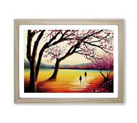 Cherry Blossom Tree Park Vol.5 Framed Print | A2 Oak Framed Wall Art | Ready to Hang | Modern Floral Picture | Living Room Bedroom Lounge Office