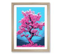 Cherry Blossom Tree Pop No.3 Framed Print | A2 Oak Framed Wall Art | Ready to Hang | Modern Floral Picture | Living Room Bedroom Lounge Office
