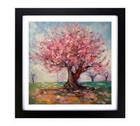 Cherry Blossom Tree Post-Impressionism Framed Print | 18x18 Inch Black Framed Wall Art | Ready to Hang | Impressionist Floral Picture | Living Room Bedroom Lounge Office