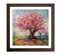 Cherry Blossom Tree Post-Impressionism Framed Print | 18x18 Inch Walnut Framed Wall Art | Ready to Hang | Impressionist Floral Picture | Living Room Bedroom Lounge Office