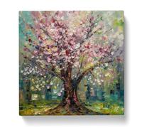Cherry Blossom Tree Post-Impressionism No.1 Canvas Print | Gallery Wrapped 30mm Frame Wall Art | 20x20 inches | Ready to Hang | Impressionist Floral Picture | Living Room Bedroom Lounge Office