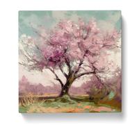Cherry Blossom Tree Post-Impressionism No.2 Canvas Print | Gallery Wrapped 30mm Frame Wall Art | 20x20 inches | Ready to Hang | Impressionist Floral Picture | Living Room Bedroom Lounge Office