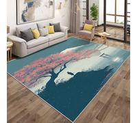 Cherry Blossom Tree Rugs - Torii Samurai Japanese Style Area Rugs for Living Room Bedroom, Washable Non Slip Low Pile Large Carpet 140x200 cm, Patterned Rug & Home Decor QAZ33