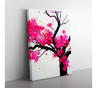 Cherry Blossom Tree Splatter Vol.1 Canvas Wall Art Print Ready to Hang, Framed Picture for Living Room Bedroom Home Office Décor, 76x50 cm (30x20 Inch)