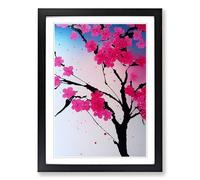 Cherry Blossom Tree Splatter Vol.2 Framed Print | A2 Black Framed Wall Art | Ready to Hang | Modern Floral Picture | Living Room Bedroom Lounge Office