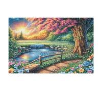 Cherry Blossom Tree Stream Forest Wild Nature 1000 Piece Jigsaw Puzzle for Adults Jigsaw After School Activity for Teens Stress Buster Whimsical Gift Idea Stylish Home Decor 1000 PCS