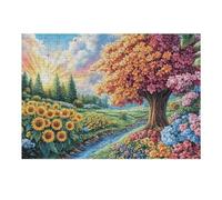 Cherry Blossom Tree Stream Forest Wild Nature 300 Piece Jigsaw Puzzle for Adults Jigsaw Cozy Night In Activity Colourful Challenge Great Gift for Puzzle Lovers Stress Reliever 300 PCS