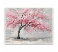 Cherry Blossom Tree Wall Art Pink Spring Floral Canvas Print Vintage Japanese Style Tree Painting for Living Room Bedroom Farmhouse Home Wall Decor 11x14in Unframed