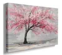 Cherry Blossom Tree Wall Art Pink Spring Floral Canvas Print Vintage Japanese Style Tree Painting for Living Room Bedroom Farmhouse Home Wall Decor 11x14in Wood Frame