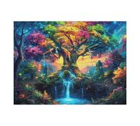 Cherry Blossom Tree Waterfall Forest Wild Nature 500 Piece Jigsaw Puzzle for Adults Happy Time Nursery Wall Art Calming Decor Precision Cut for New Parents 500 PCS