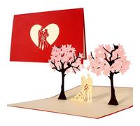 cherry blossom tree wedding cards, unusual wedding pop up cards with envelope, wedding invitations, wedding wishes, wedding anniversary greetings, tie the knot invite, congrats to bride and groom, L10