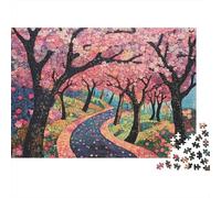Cherry Blossom Trees Jigsaw Puzzle for Adults 1000 Piece Jigsaw Puzzle Spring Pathway Puzzle Game for Family Relaxing Home Decor Gift 70x50cm/1000pcs