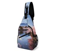 Cherry Blossom Trees Sling Bag with Rfid Blocking Causal Mens Crossbody Bag Lightweight Chest Pack Large Man Purse Travel Crossbody Backpack Shoulder Sling Backpack for Hiking Running Cycling
