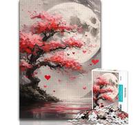 Cherry Blossom Trees Under The Moon 1000 Piece Jigsaw Puzzles,Challenging Game And Family Play Wall Decoration Unique Birthday And Xmas Gifts (75x50cm)