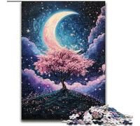 Cherry Blossom Trees Under The Moon Puzzles 1000 Pieces for Adults, Toys Educational Games Stress Relieving Secret Santa Gifts for And Age 14 (size 26x38cm)