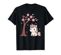 Cherry Blossom Unicorn Kawaii Japanese Sakura Manga T-Shirt