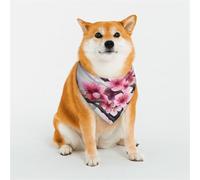 Cherry Blossom Watercolor Dog Bandanas Medium Adjustable Dog Scarf Triangle Bibs Double Reversible Kerchief Scarf Washable Daily Handkerchief for Medium Large Dog Puppy Cat Gift