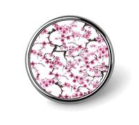 Cherry Blossom Watercolor Lapel Pins Metal Pin Badge Personalized Pinback Button Badges Classic Round Badge Recognition Enamel Lapel Pin for Jackets, Backpacks, Bags