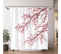 Cherry Blossom Watercolour Print Shower Curtain Koi Waves Painting Polyester Bath Curtains for wet room, Bathroom 90x200cm/Width X Heigh