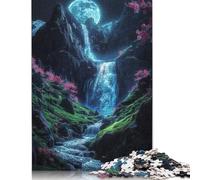 Cherry Blossom Waterfall 1000 Piece Jigsaw Puzzles for Adults Wooden Rectangular Jigsaw Puzzles for Adults 1000 Pieces Puzzle Gifts 1000pcs (75x50cm)
