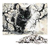 Cherry Blossom Whiskers 500 Piece Jigsaw Puzzle 500 Piece Jigsaw Puzzles for Adults & Families- Wooden Jigsaw Puzzles for Adults Kids Gifts 500pcs (52x38cm)