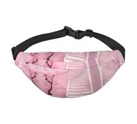 Cherry blossom white staircase Boys Crossbody Waist Bag, Large Travel Fashion Waist Bag for Sports, Running, Cycling, Traveling, Fishing