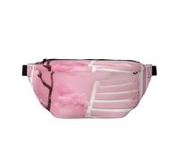 Cherry Blossom White Staircase Crossbody Waist Bag.Large Capacity, Waterproof And Dustproof, Secure Zipper, Suitable For Travel And Outdoor Activities., Black, One Size