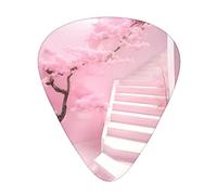Cherry Blossom White Staircase Guitar Plectrums Classical Triangle Bass Acoustic And Electric Guitar Plectrums For Guitarists 12 Pieces