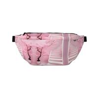 Cherry Blossom White Staircase Large Crossbody Fanny Pack,Gifts For Enjoy Sports Festival Workout Traveling Running Casual, Black, One Size