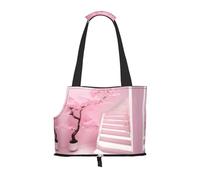 Cherry Blossom White Staircase Printed pet Shoulder Bag - Foldable Design, Small cat and Dog Travel Bag