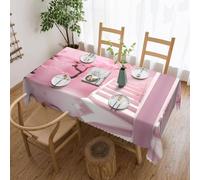 Cherry Blossom White Staircase Rectangular Tablecloth, 183x137cm, #Washable Polyester Tablecloth For Dining Tables, Parties, Buffets.